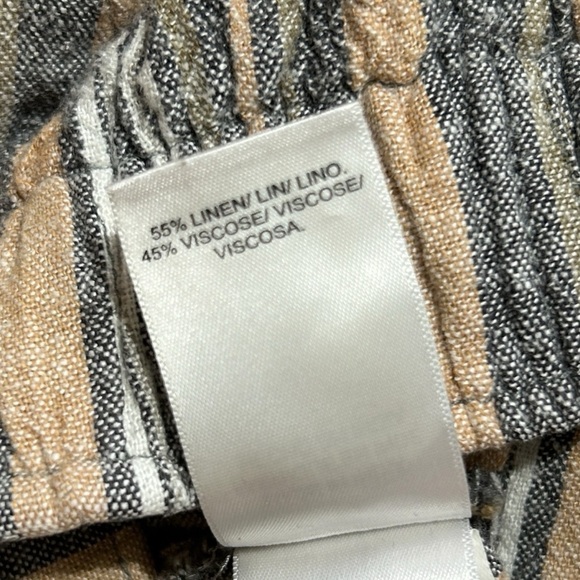 LUCKY BRAND Tan Gray & White Stripe Shorts sz M Elastic Waist Linen Blend Boho - Picture 7 of 7